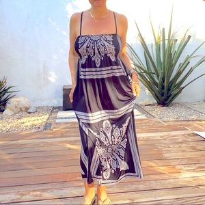 Boho maxi black & white tube dress with straps